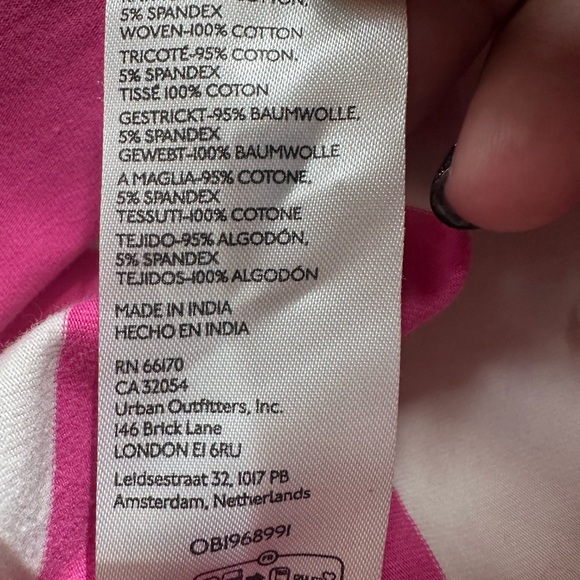 Maeve Anthropologie puff sleeve rugby Pink/White stripe polo top Green Collar S - Picture 8 of 8